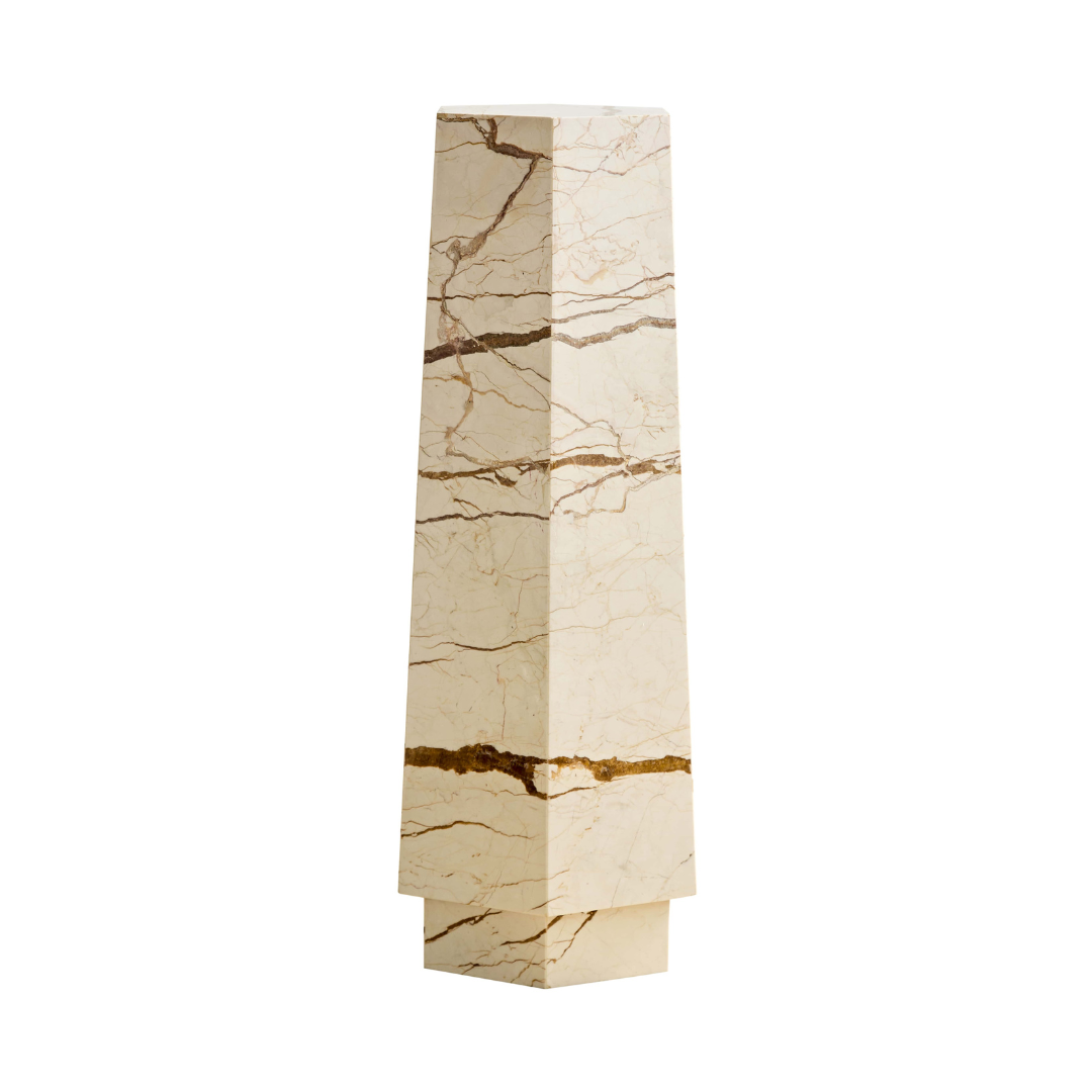 Elliot Hexagonal Marble Plinth - Brown Vein - Tall - Plinth Default Title BUBULAND HOME