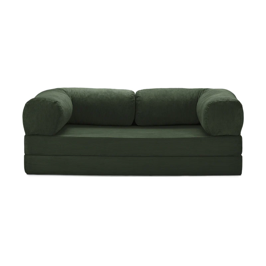 Belle Convertible Sofa Bed - Burnt Orange Corduroy - sofa 2 Seater / Emerald Green BUBULAND HOME