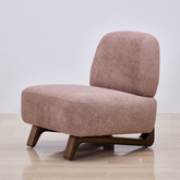 Farah Occasional Chair Dusty Pink Velvet Performance - Angled Front View in a Timber Floor Room
