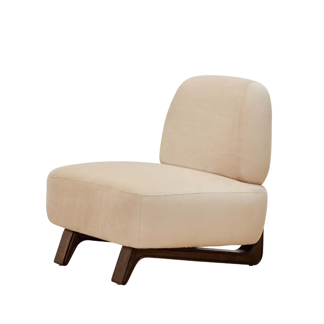 Farah Occasional Chair Sand Velvet Angled Front View in White Background
