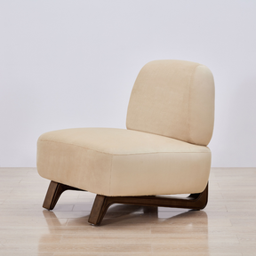 Farah Occasional Chair Sand Velvet - Angled Front View in a Timber Floor Room