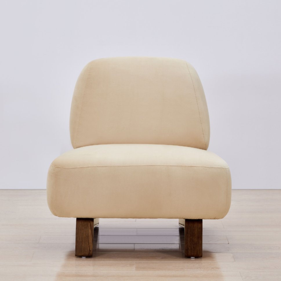 Farah Occasional Chair Sand Velvet Front on View in White Background