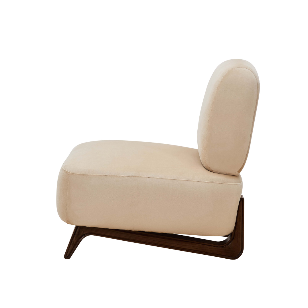 Farah Occasional Chair Sand Velvet Angled Side View in White Background