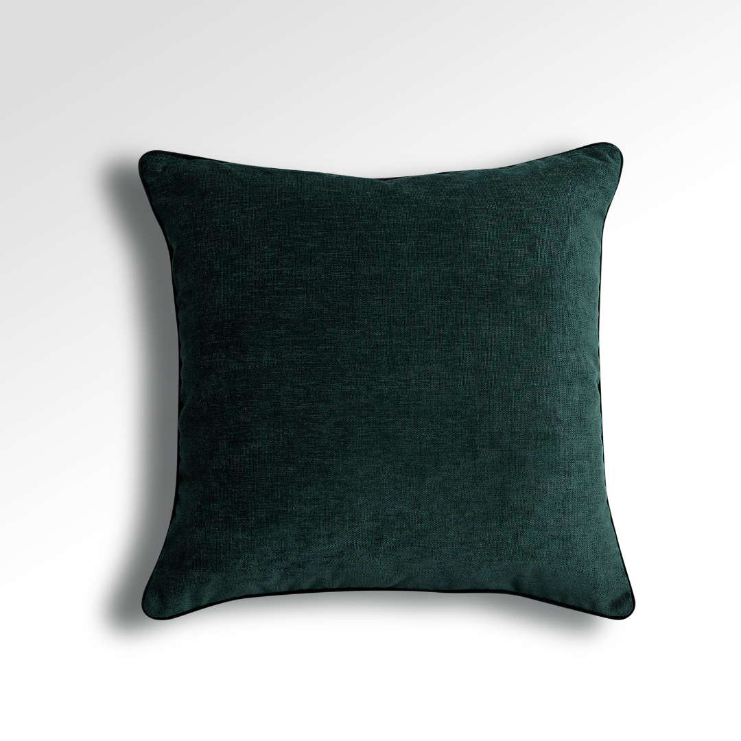 Flex Green Premium Fabric Cushion with Black Piping - Square - BUBULAND HOME