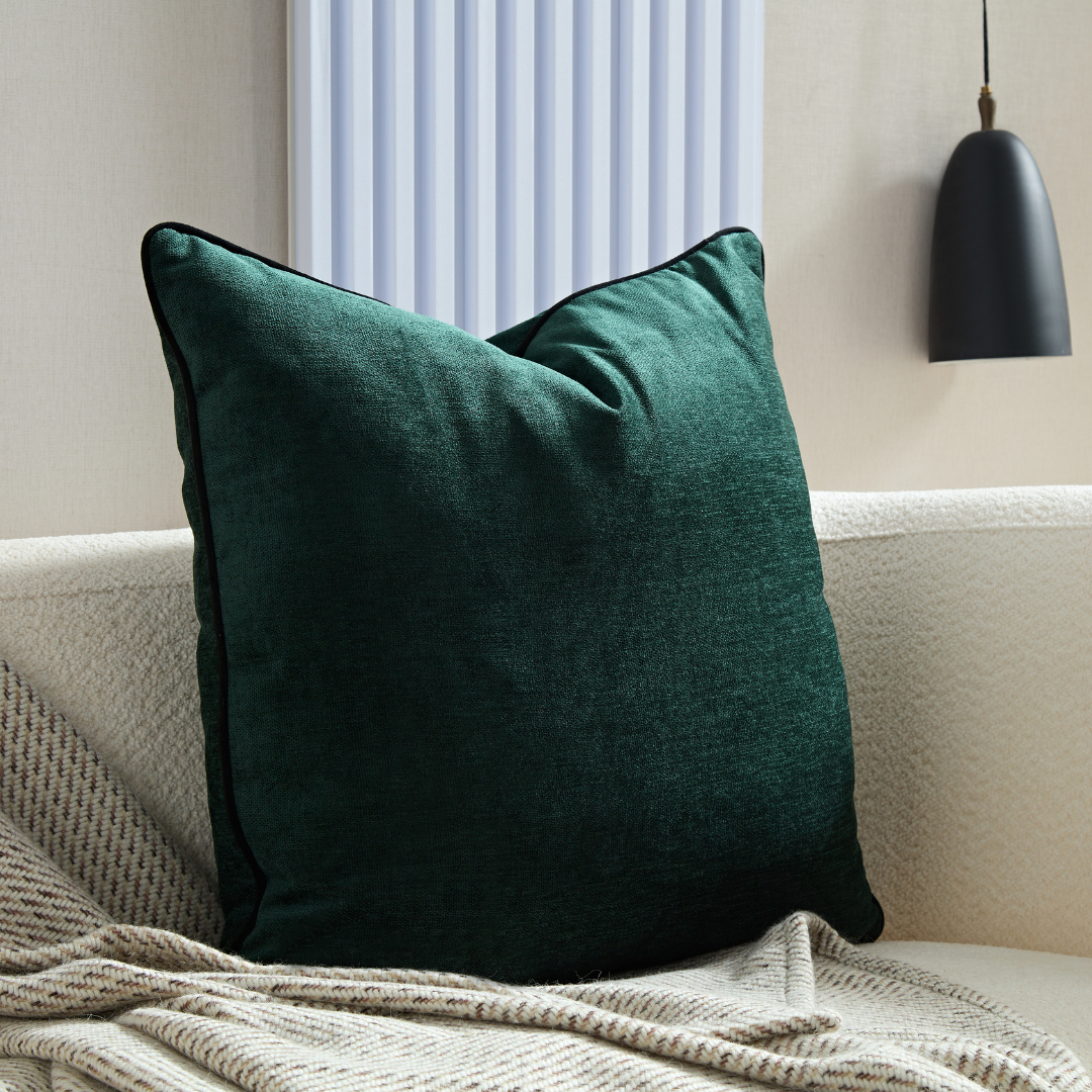 Flex Green Premium Fabric Cushion with Black Piping - Square - BUBULAND HOME