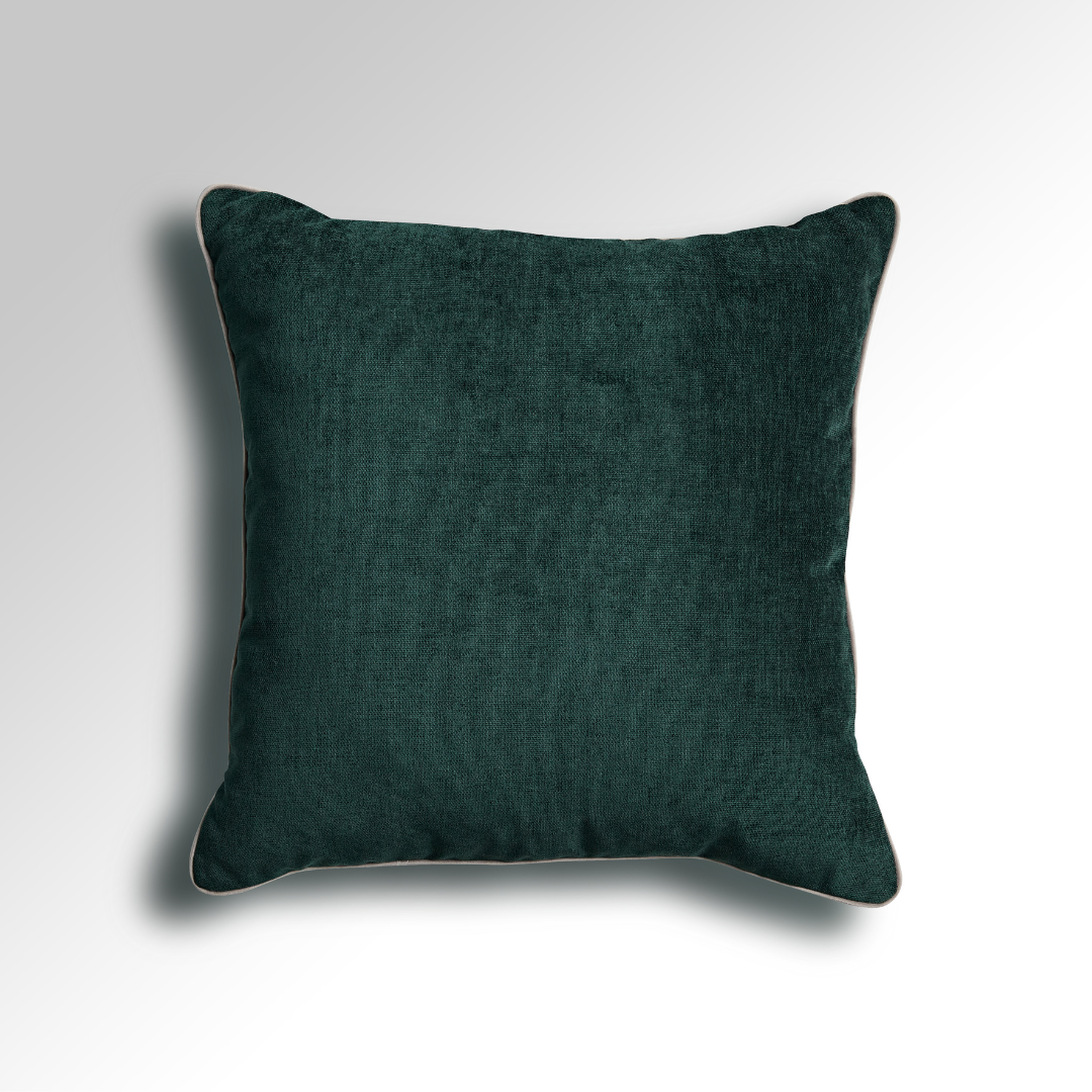 Flex Green Premium Fabric Cushion with Grey Piping - Square - BUBULAND HOME