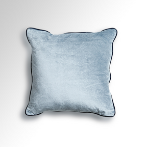 Flex Light Blue Premium Patterned Fabric Cushion with Navy Piping - Square BUBULAND HOME