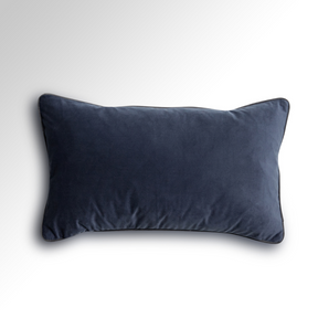 Flex Navy Premium Velvet Cushion with Grey Piping - Rectangle - BUBULAND HOME