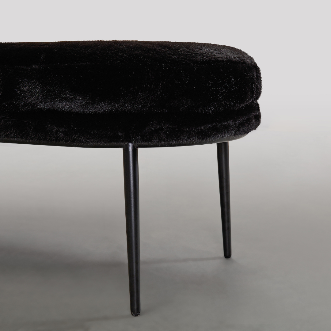 Glamour Bench Ottoman - Black Faux Fur BUBULAND HOME