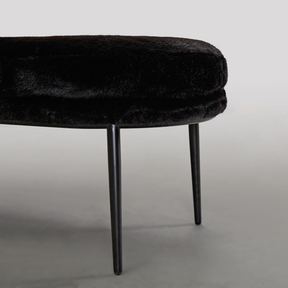 Glamour Bench Ottoman - Black Faux Fur BUBULAND HOME
