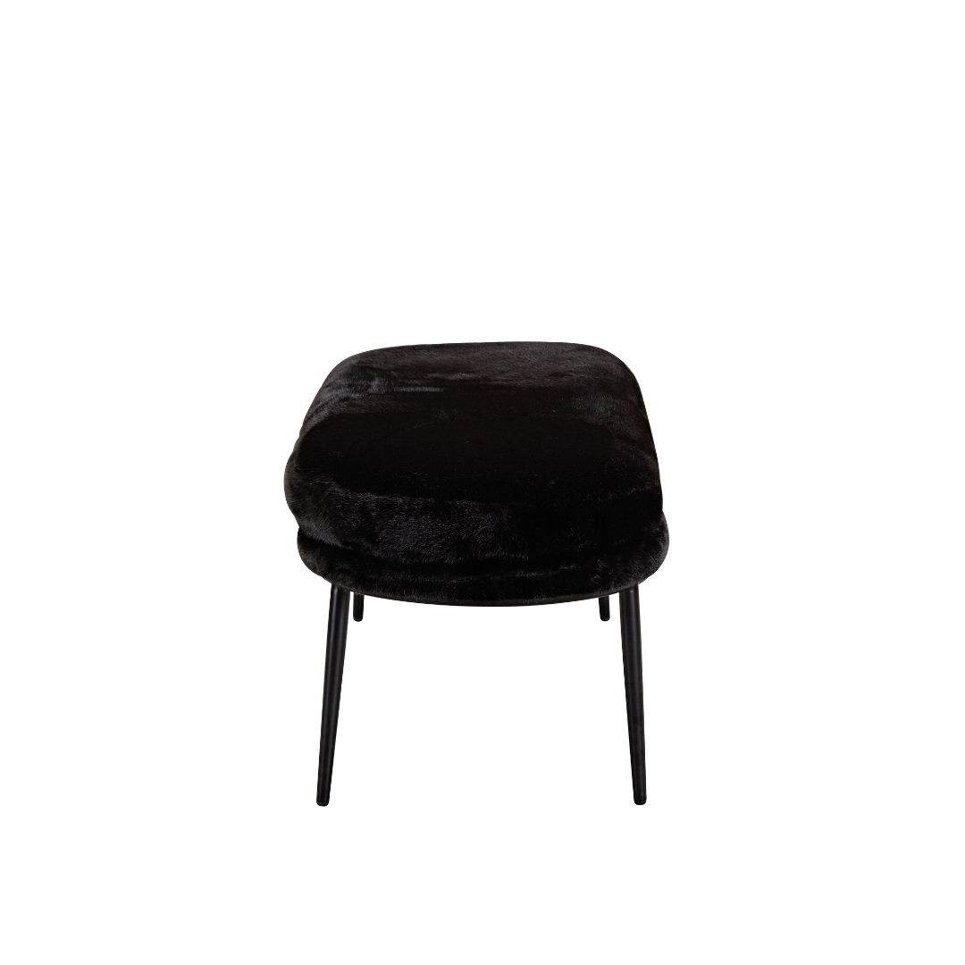 Glamour Bench Ottoman - Black Faux Fur BUBULAND HOME