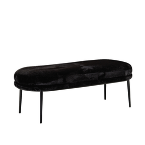Glamour Bench Ottoman - Black Faux Fur BUBULAND HOME