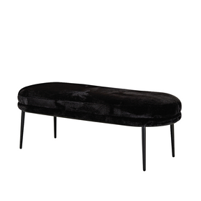 Glamour Bench Ottoman - Black Faux Fur BUBULAND HOME