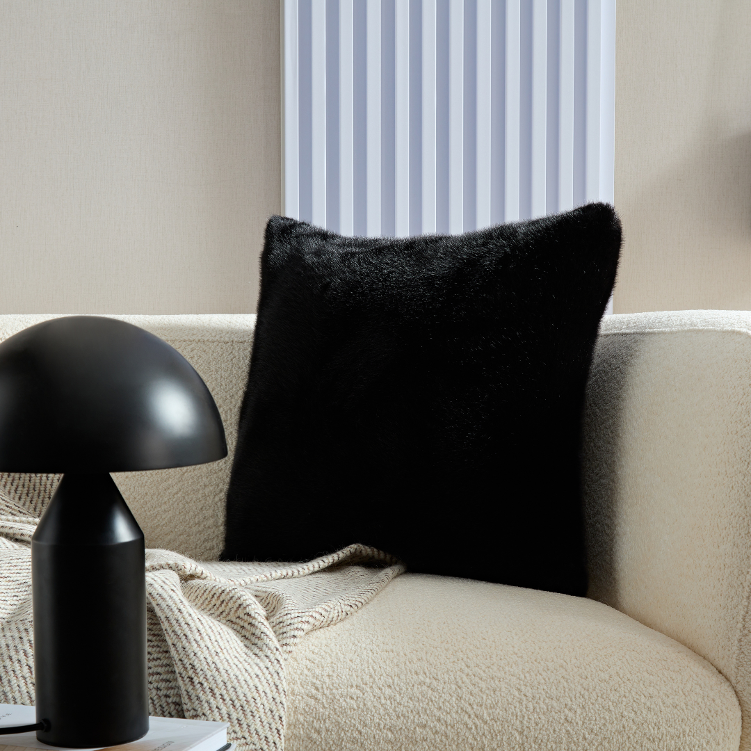Glamour Black Faux Fur Cushion - Square - BUBULAND HOME