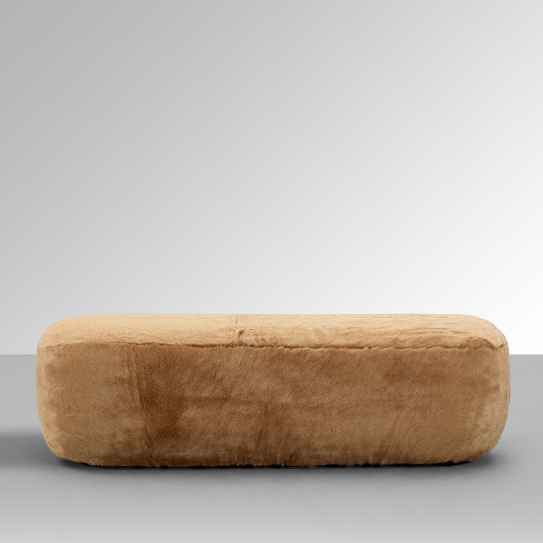 Glamour Long Oval Ottoman - Caramel Faux Fur BUBULAND HOME