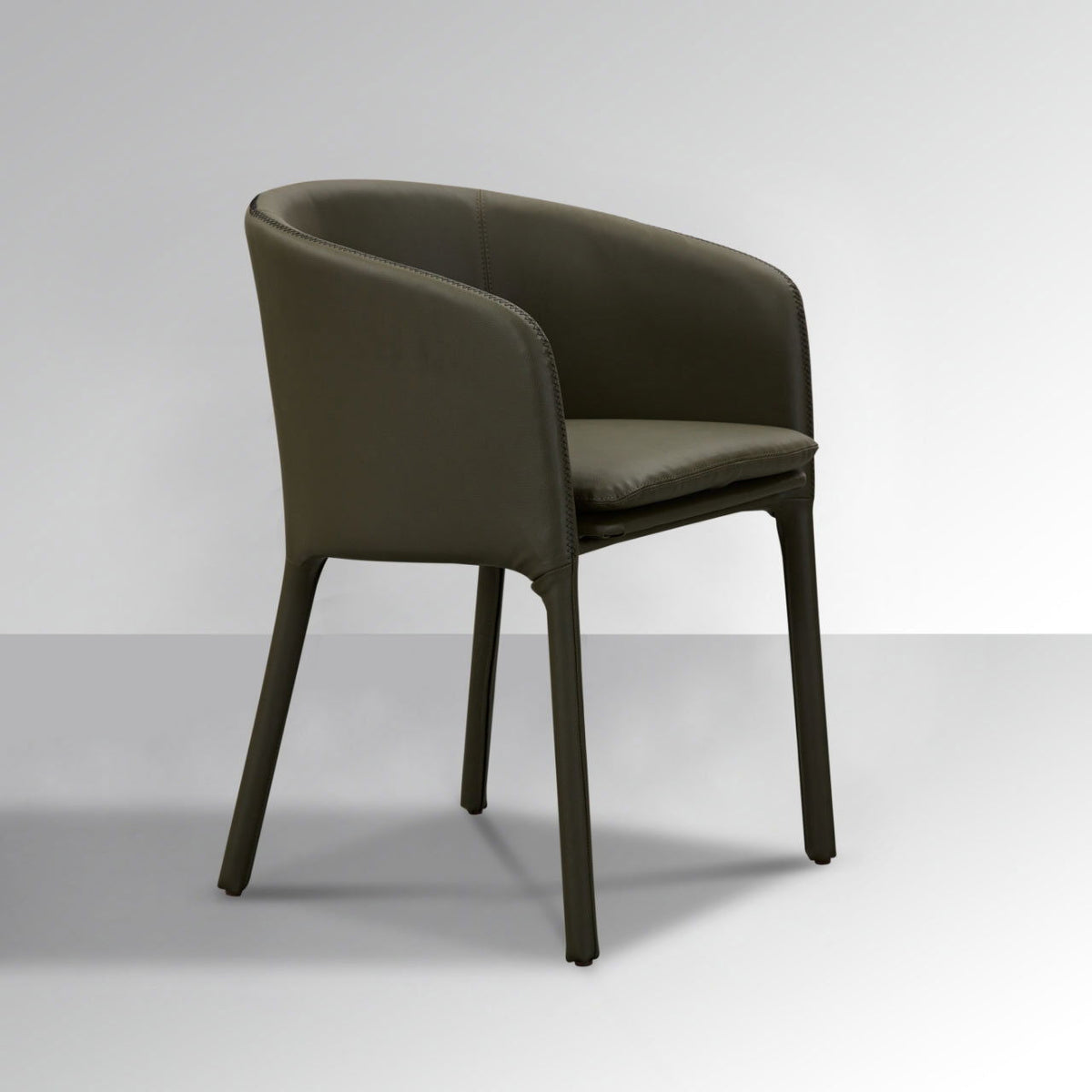 Goblet Dining Chair - Olive Green Faux Leather with Cross Stitching - BUBULAND HOME