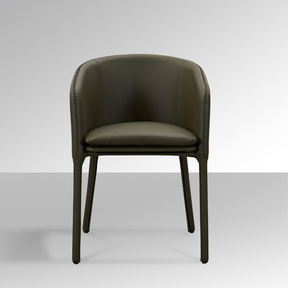 Goblet Dining Chair - Olive Green Faux Leather with Cross Stitching - BUBULAND HOME