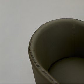 Goblet Dining Chair - Olive Green Faux Leather with Cross Stitching - BUBULAND HOME