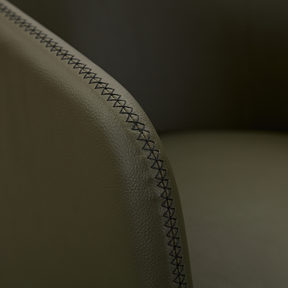 Goblet Dining Chair - Olive Green Faux Leather with Cross Stitching - BUBULAND HOME