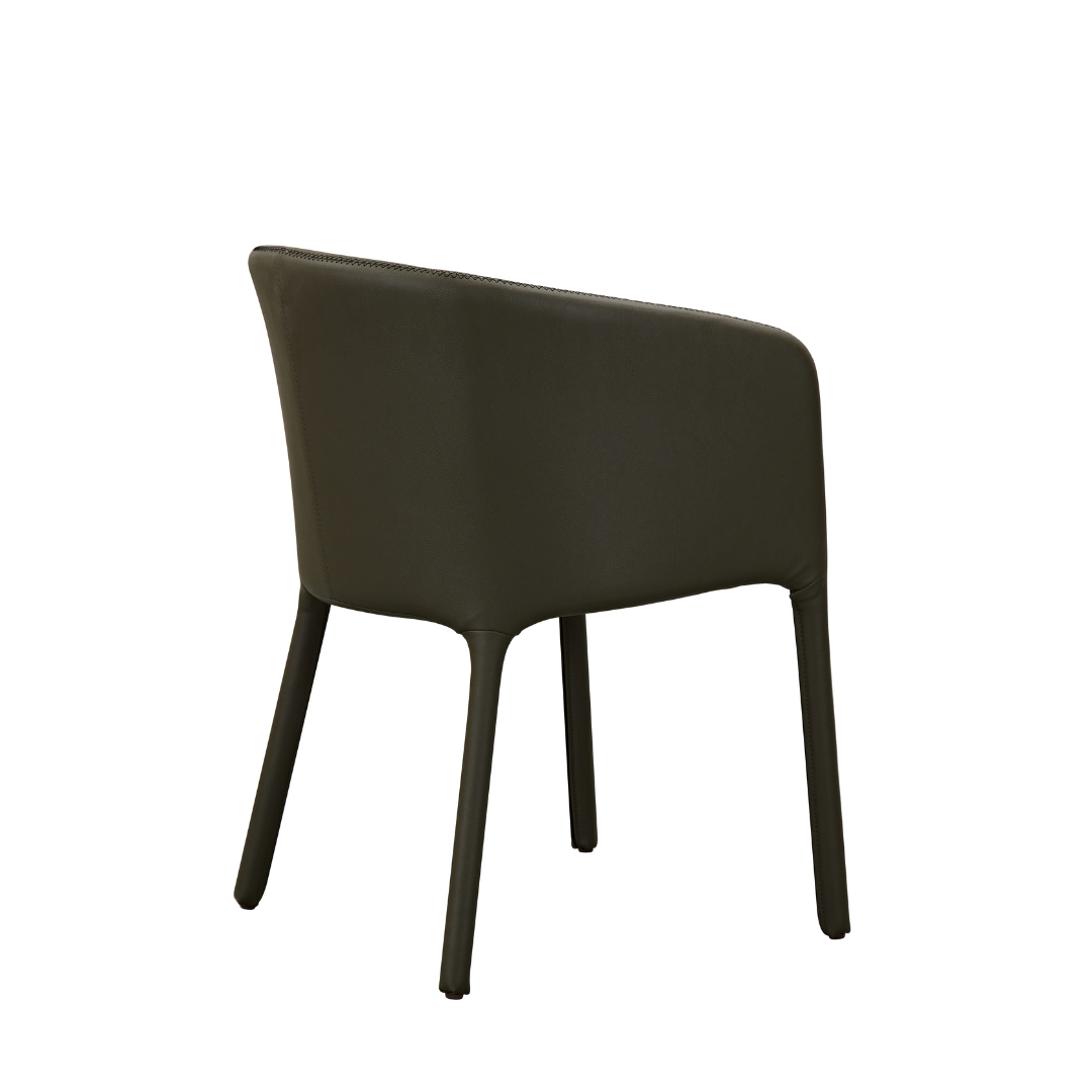 Goblet Dining Chair - Olive Green Faux Leather with Cross Stitching - BUBULAND HOME