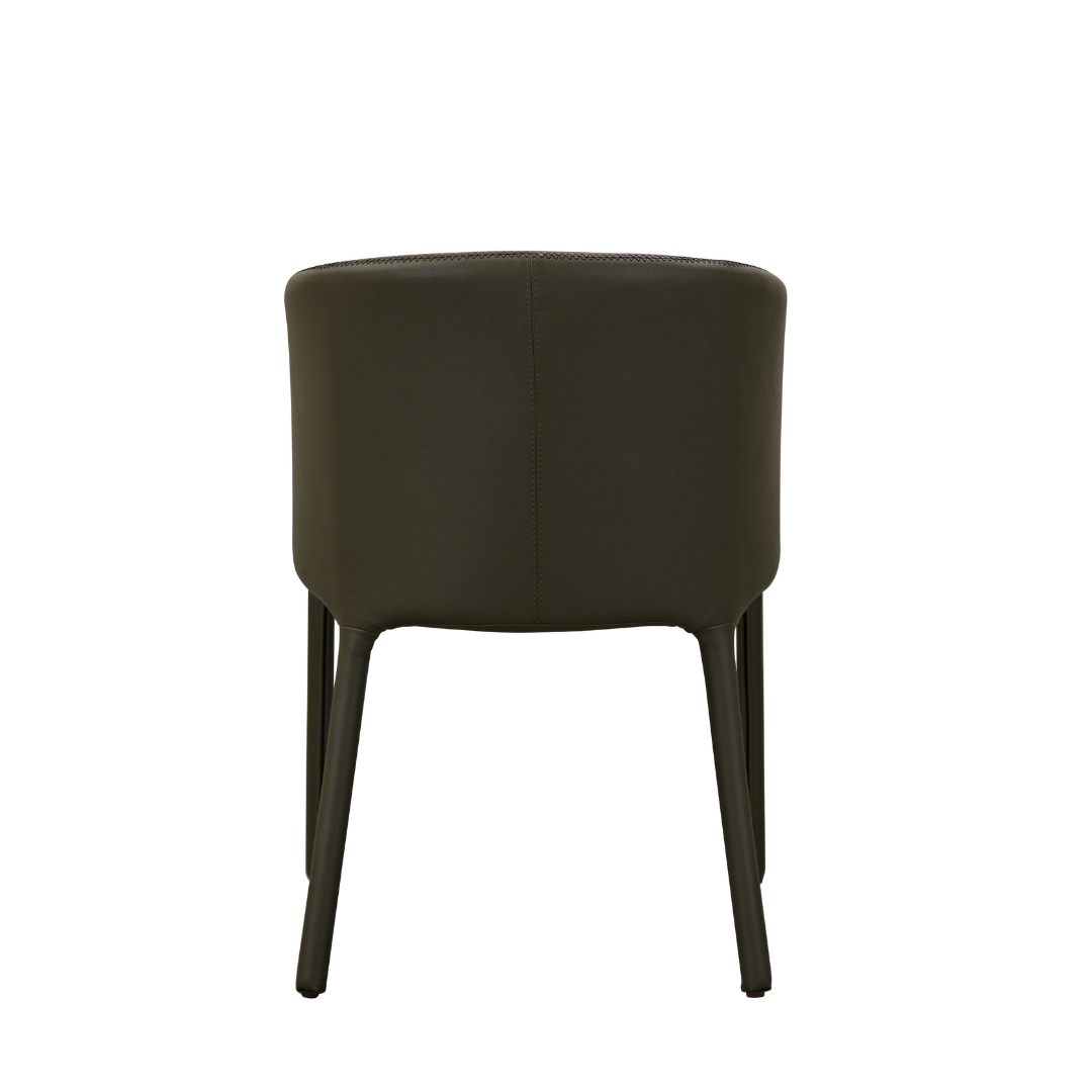 Goblet Dining Chair - Olive Green Faux Leather with Cross Stitching - BUBULAND HOME