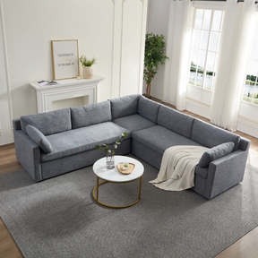 Hamilton L-Shaped Modular Sofa - Navy & Grey Weave BUBULAND HOME