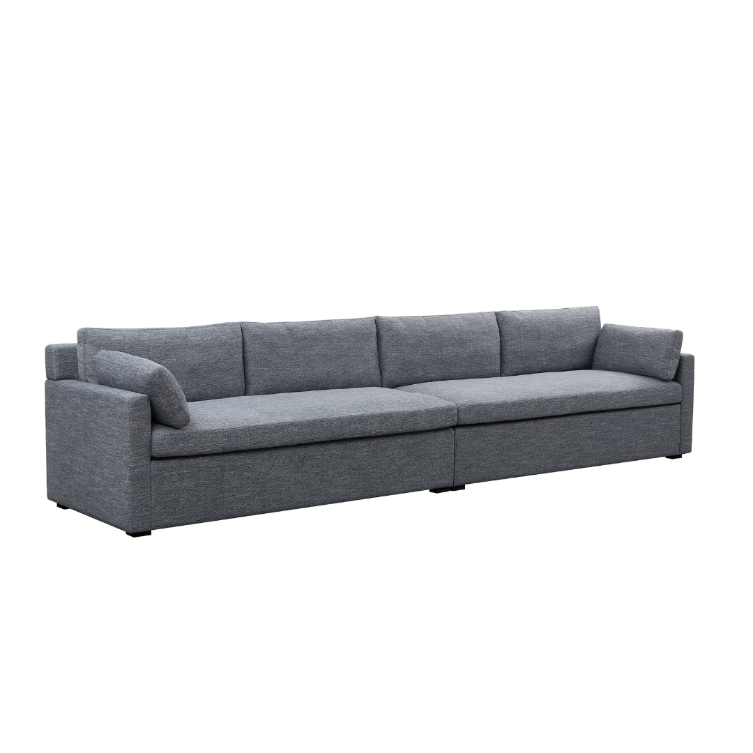 Hamilton L-Shaped Modular Sofa - Navy & Grey Weave BUBULAND HOME