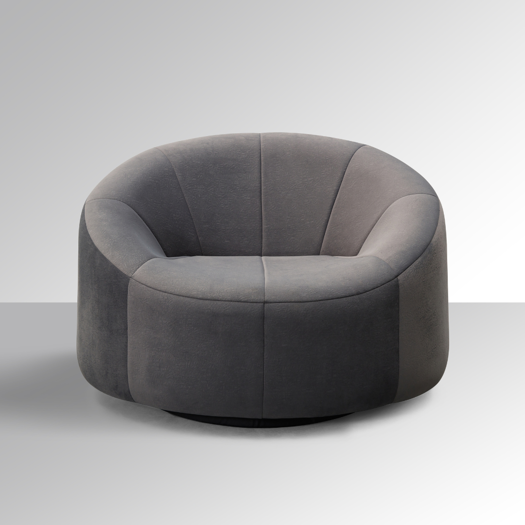 Hugo Swivel Armchair - Grey Patterned Velvet BUBULAND HOME