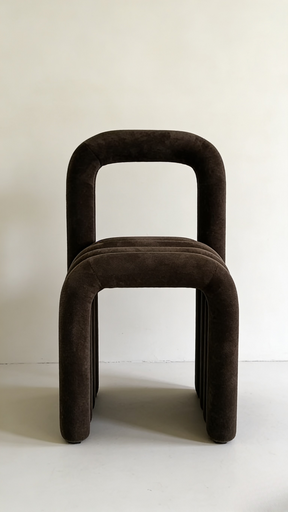 Arch Ribbed Dining Chair | Brown Velvet