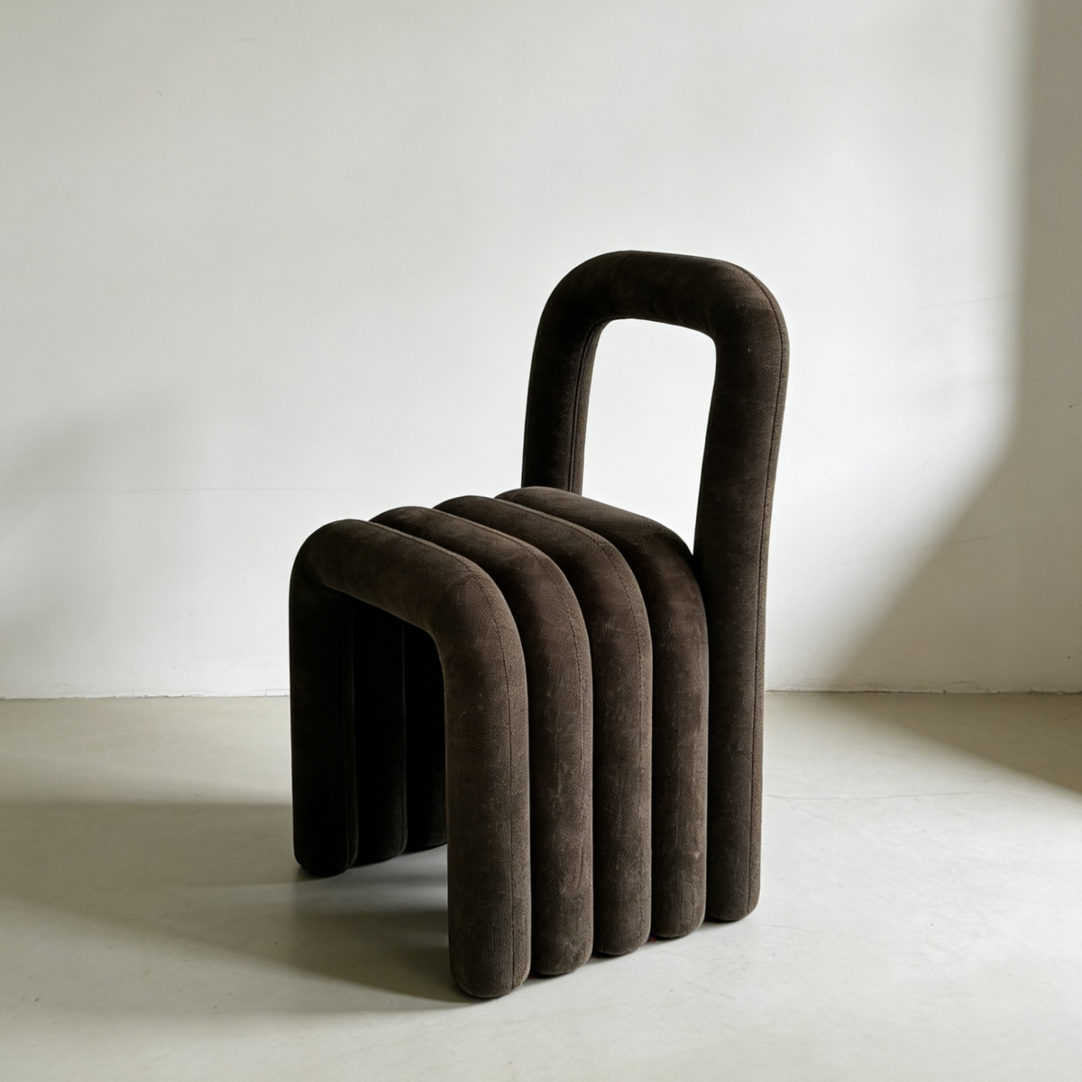 Arch Ribbed Dining Chair | Brown Velvet