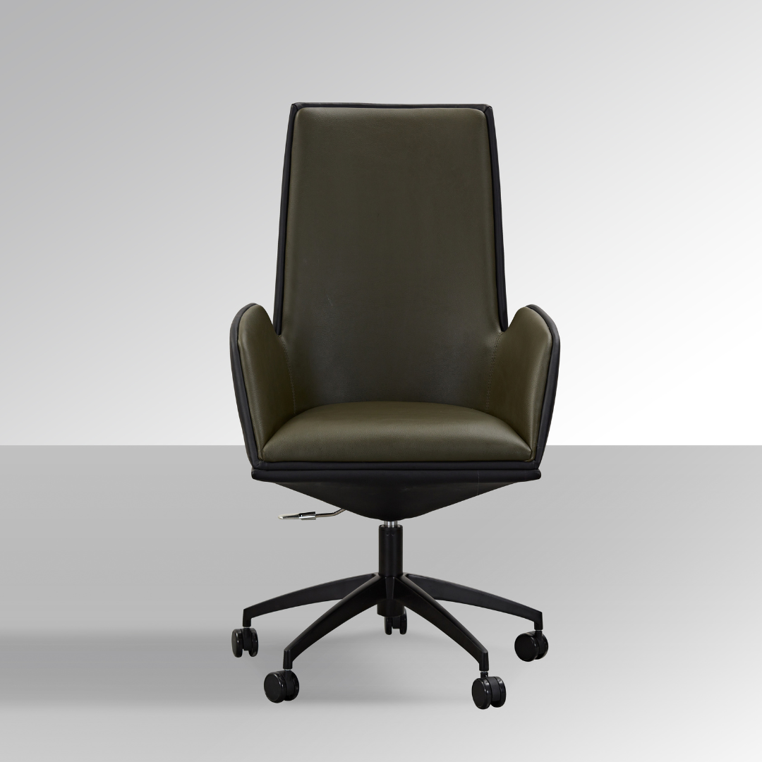 Imperial High Office Chair - Black/Olive Green Faux Leather BUBULAND HOME
