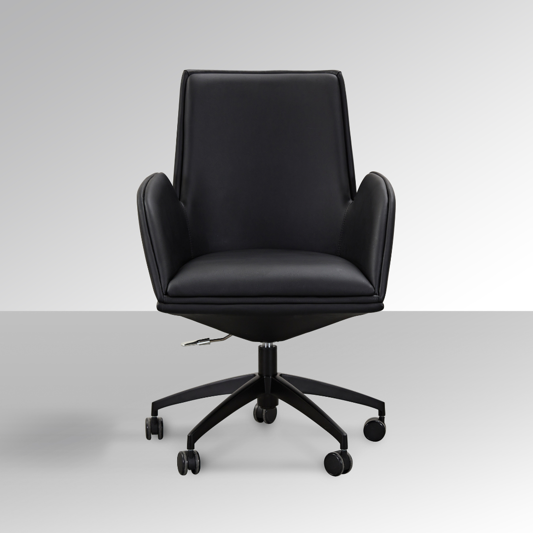 Imperial Low Office Chair - Black Faux Leather - BUBULAND HOME