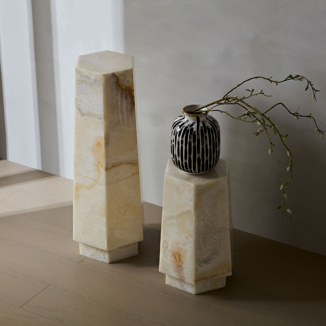 Jade Hexagonal Marble Plinth - Short BUBULAND HOME