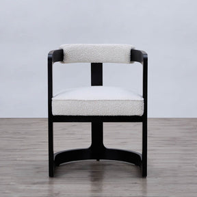 Kelly Hardwood & Boucle Dining Chair - Black & White BUBULAND HOME