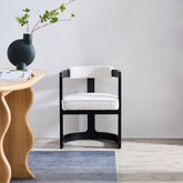 Kelly Hardwood & Boucle Dining Chair - Black & White BUBULAND HOME