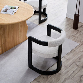 Kelly Hardwood & Boucle Dining Chair - Black & White BUBULAND HOME