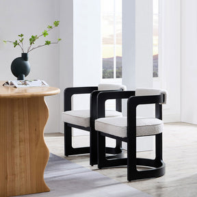 Kelly Hardwood & Boucle Dining Chair - Black & White BUBULAND HOME