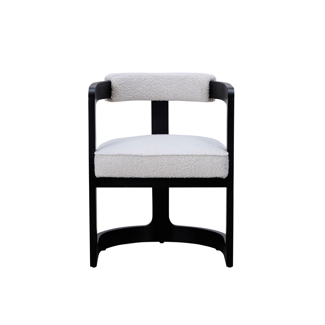 Kelly Hardwood & Boucle Dining Chair - Black & White BUBULAND HOME