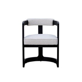 Kelly Hardwood & Boucle Dining Chair - Black & White BUBULAND HOME