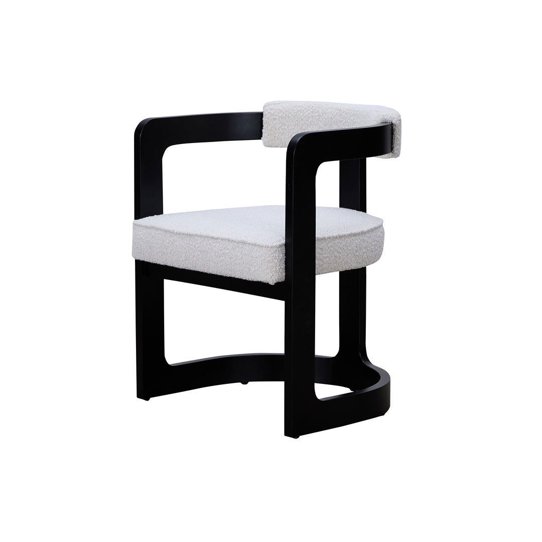 Kelly Hardwood & Boucle Dining Chair - Black & White BUBULAND HOME