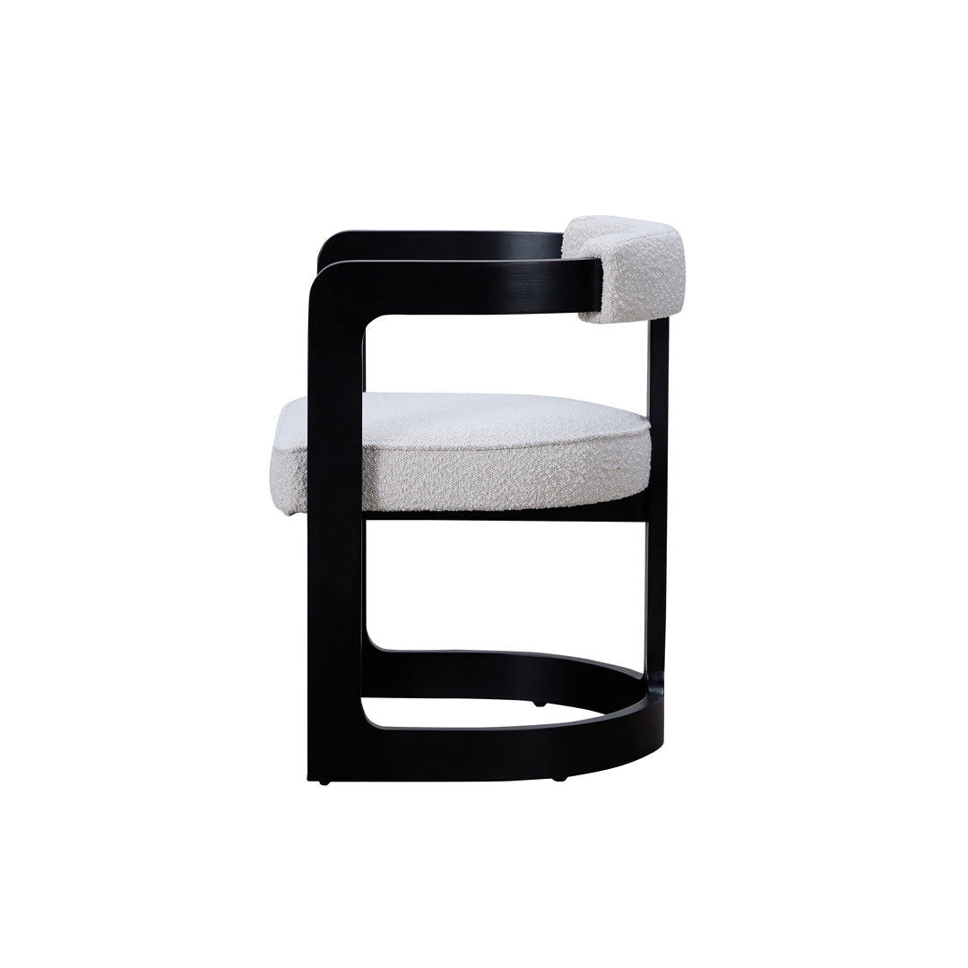 Kelly Hardwood & Boucle Dining Chair - Black & White BUBULAND HOME
