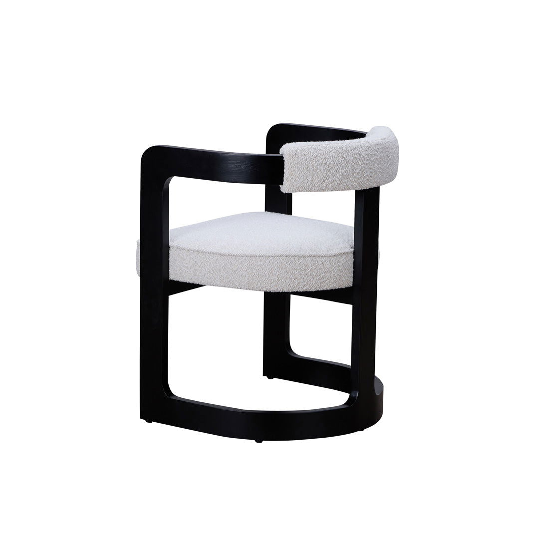 Kelly Hardwood & Boucle Dining Chair - Black & White BUBULAND HOME