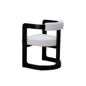 Kelly Hardwood & Boucle Dining Chair - Black & White BUBULAND HOME
