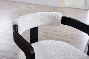 Kelly Hardwood & Boucle Dining Chair - Black & White BUBULAND HOME