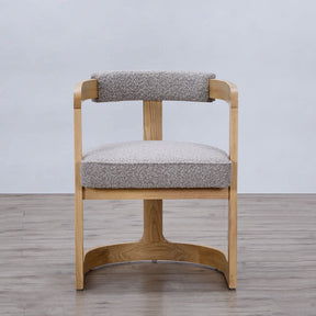 Kelly Hardwood & Boucle Dining Chair - Natural & Dove Grey BUBULAND HOME