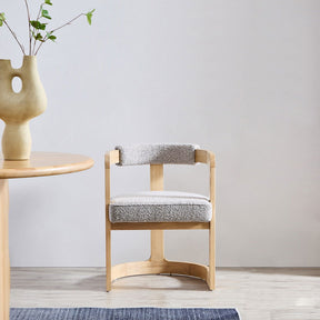 Kelly Hardwood & Boucle Dining Chair - Natural & Dove Grey BUBULAND HOME