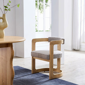 Kelly Hardwood & Boucle Dining Chair - Natural & Dove Grey BUBULAND HOME