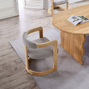 Kelly Hardwood & Boucle Dining Chair - Natural & Dove Grey BUBULAND HOME