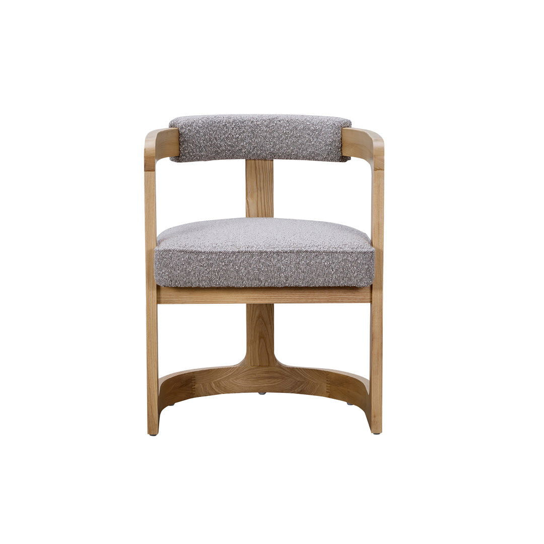 Kelly Hardwood & Boucle Dining Chair - Natural & Dove Grey BUBULAND HOME