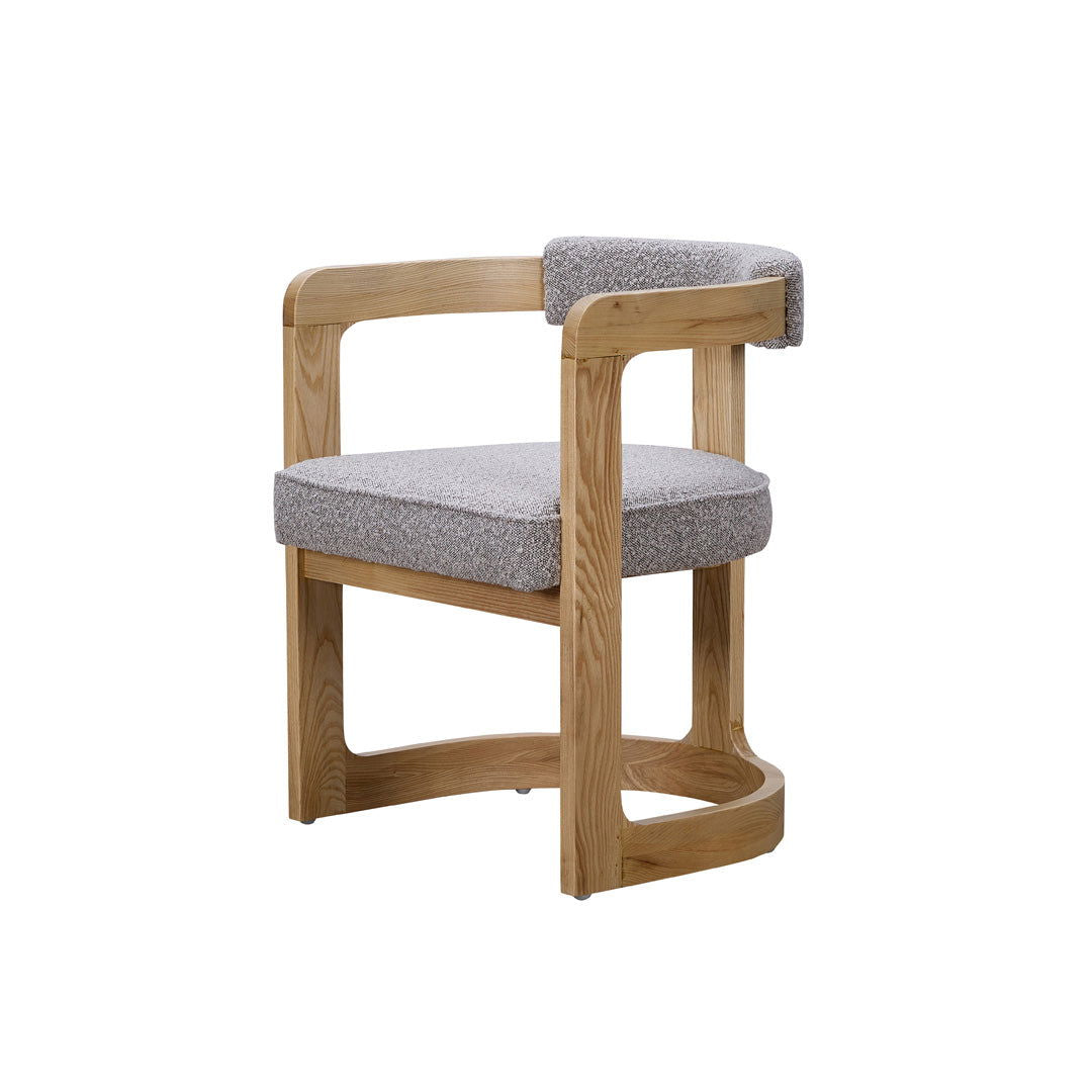 Kelly Hardwood & Boucle Dining Chair - Natural & Dove Grey BUBULAND HOME